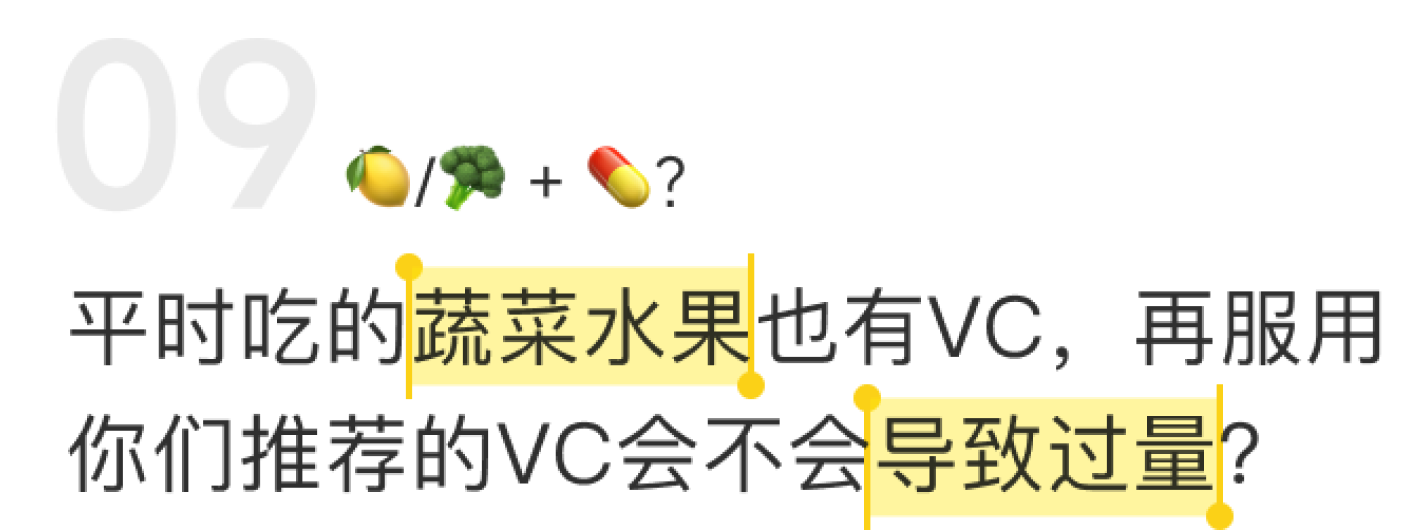平时吃的蔬菜水果也有 VC，再服用会不会过量？